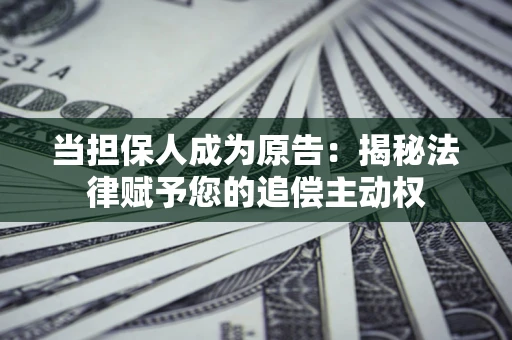 武汉当担保人成为原告:揭秘法律赋予您的追偿主动权 武汉当担保人成为原告:揭秘法律赋予您的追偿主动权